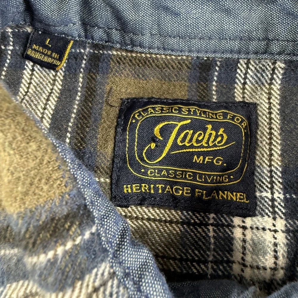 Jachs Heritage Flannel Shirt Men Large Multicolor Cotton Plaid Classic Button Up